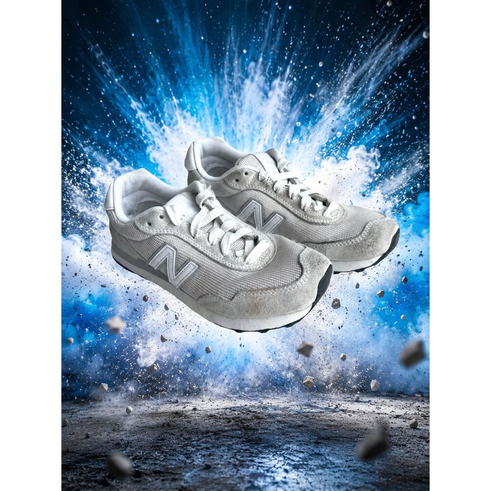 New Balance Womens 515 V3 Shoes Size 7 Off White Grey Mesh Suede Comfort Sneaker